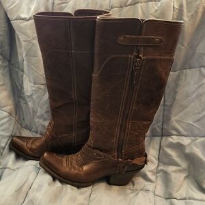 Ariat Western Tall Brown Leather Knee-High Boots Size 8 1/2 B OBO